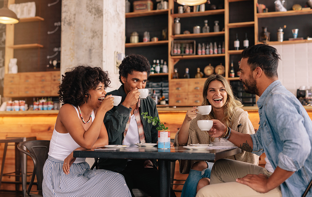 Friends sharing a Belmio coffee break
